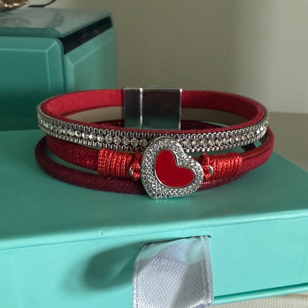 Ryze Red Heart Bracelet with Silver Accents